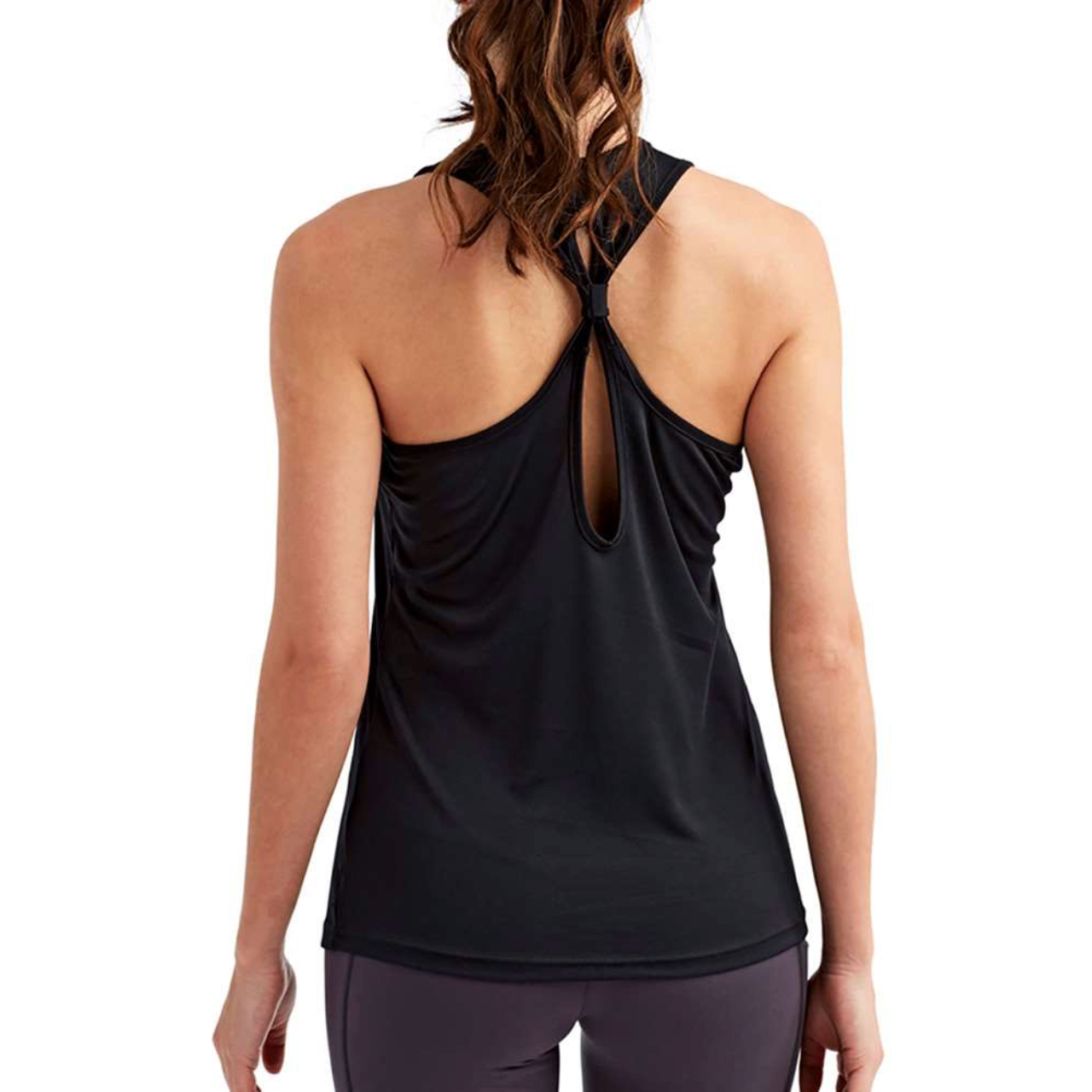 WarriorBabe Knot Back Black Tank Top